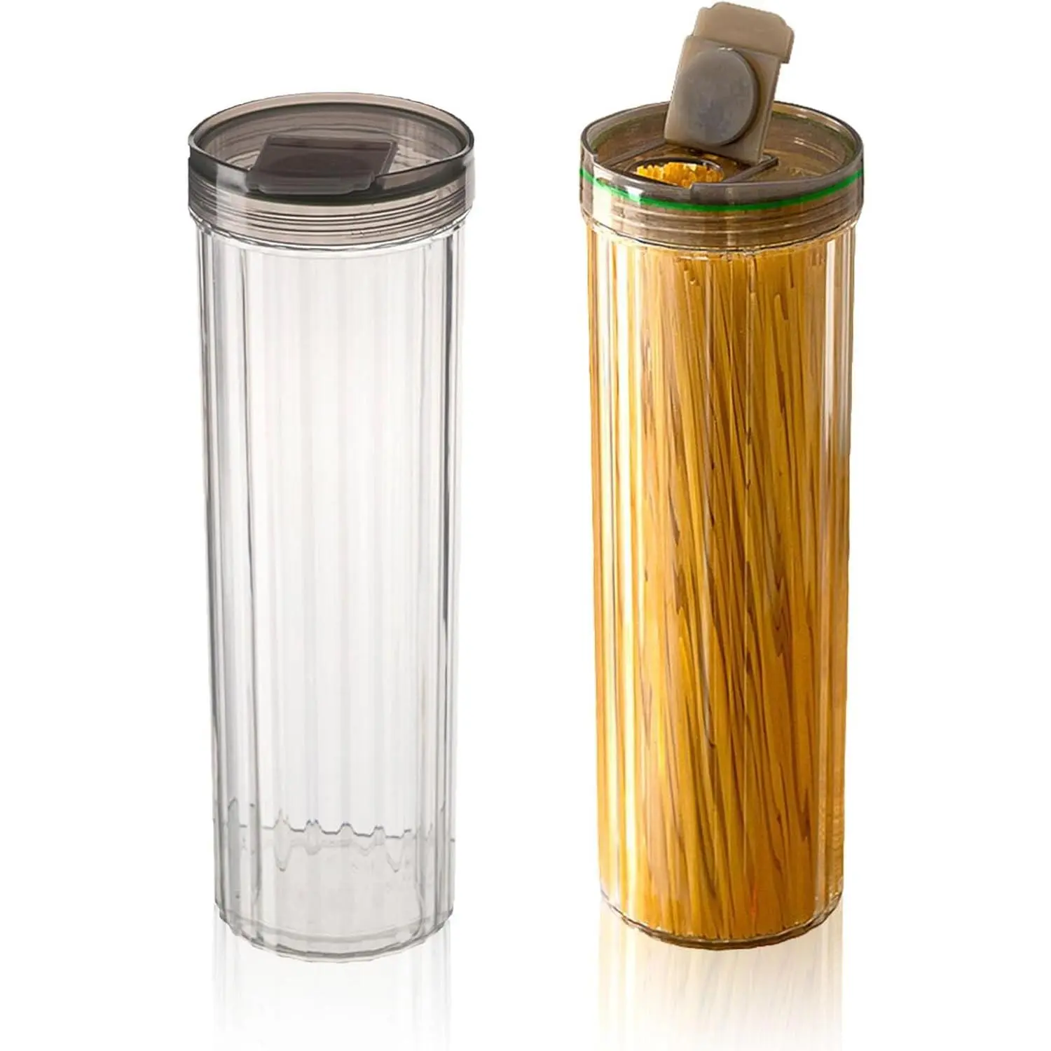 Airtight Spaghetti Container Storage Clear Pasta Holder Organizer Eleven Inch Vertical Pasta Storage Canister Fits Full Length Noodles Cereal Rice Two Pack