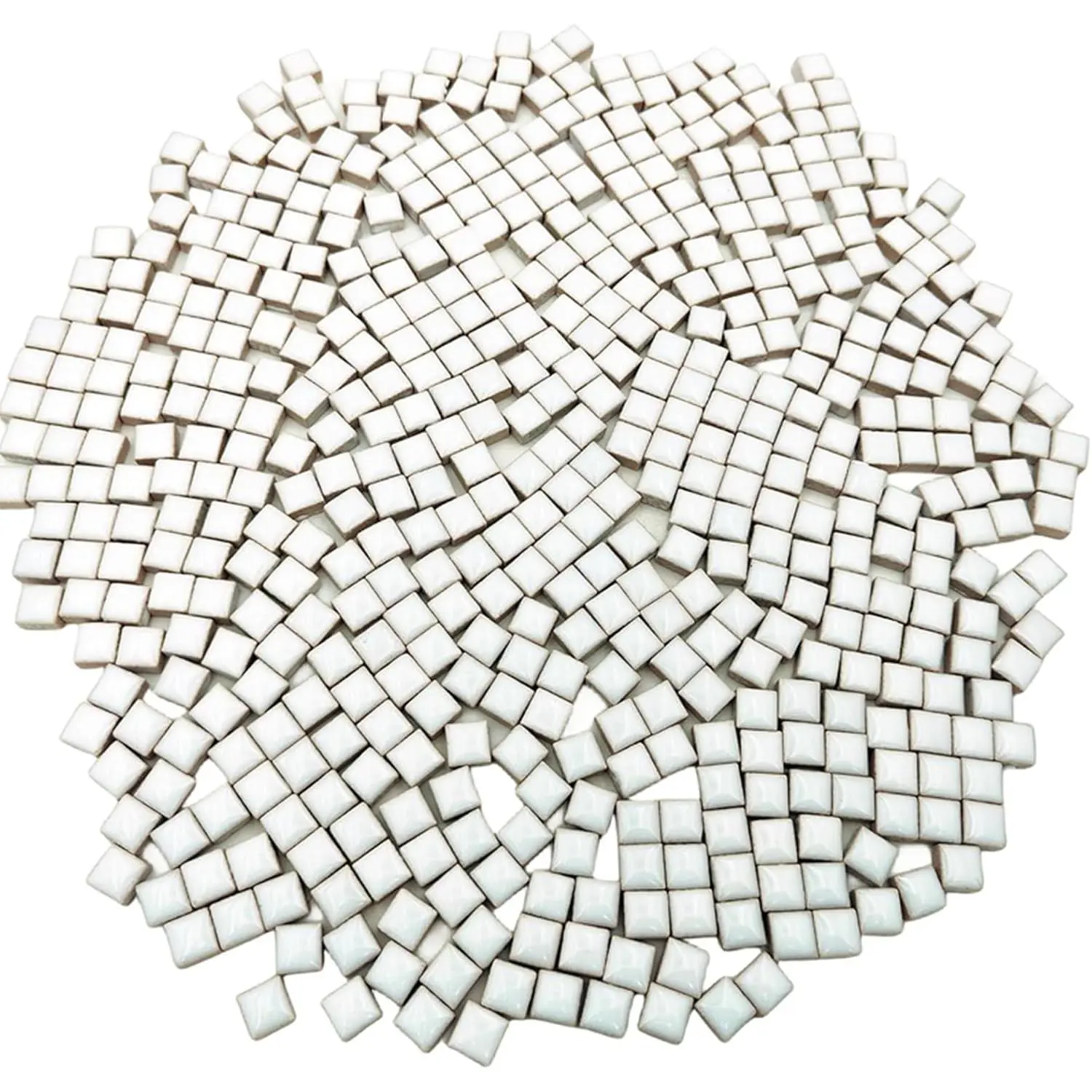 500PCS / 1.1LB Square Ceramic Mosaic Tiles, 0.4 x 0.4 inch Handmade Making Creative Micro Mosaic Tiles for DIY Art and Home Decorations (White)