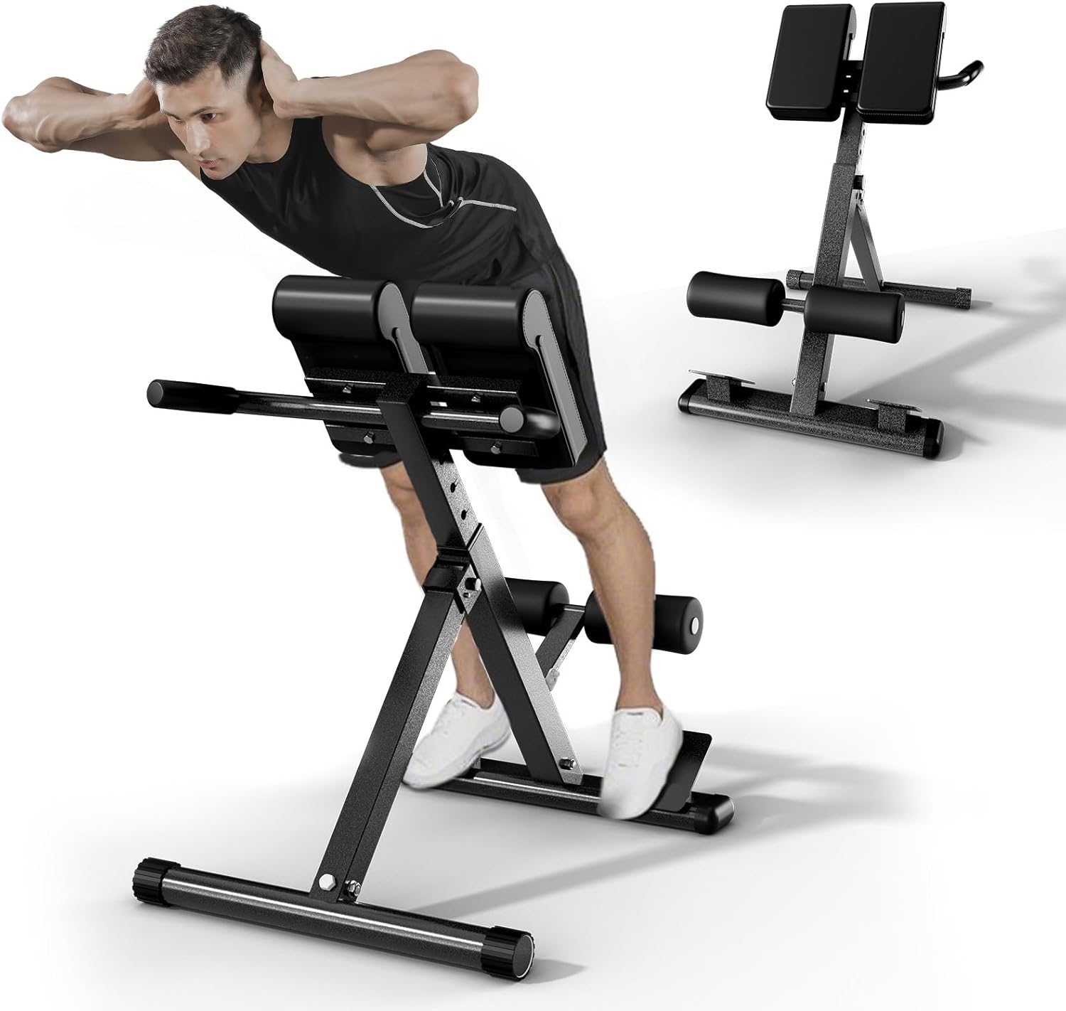 Roman Chair Hyperextension Bench - Adjustable Unisex Strength Workout Equipment, Home Gym Accessory & Home Workout Station for Glutes, Hamstrings, Lower Back - Foldable Multi-Purpose Gear, Back Extension Machine, Glute Workouts