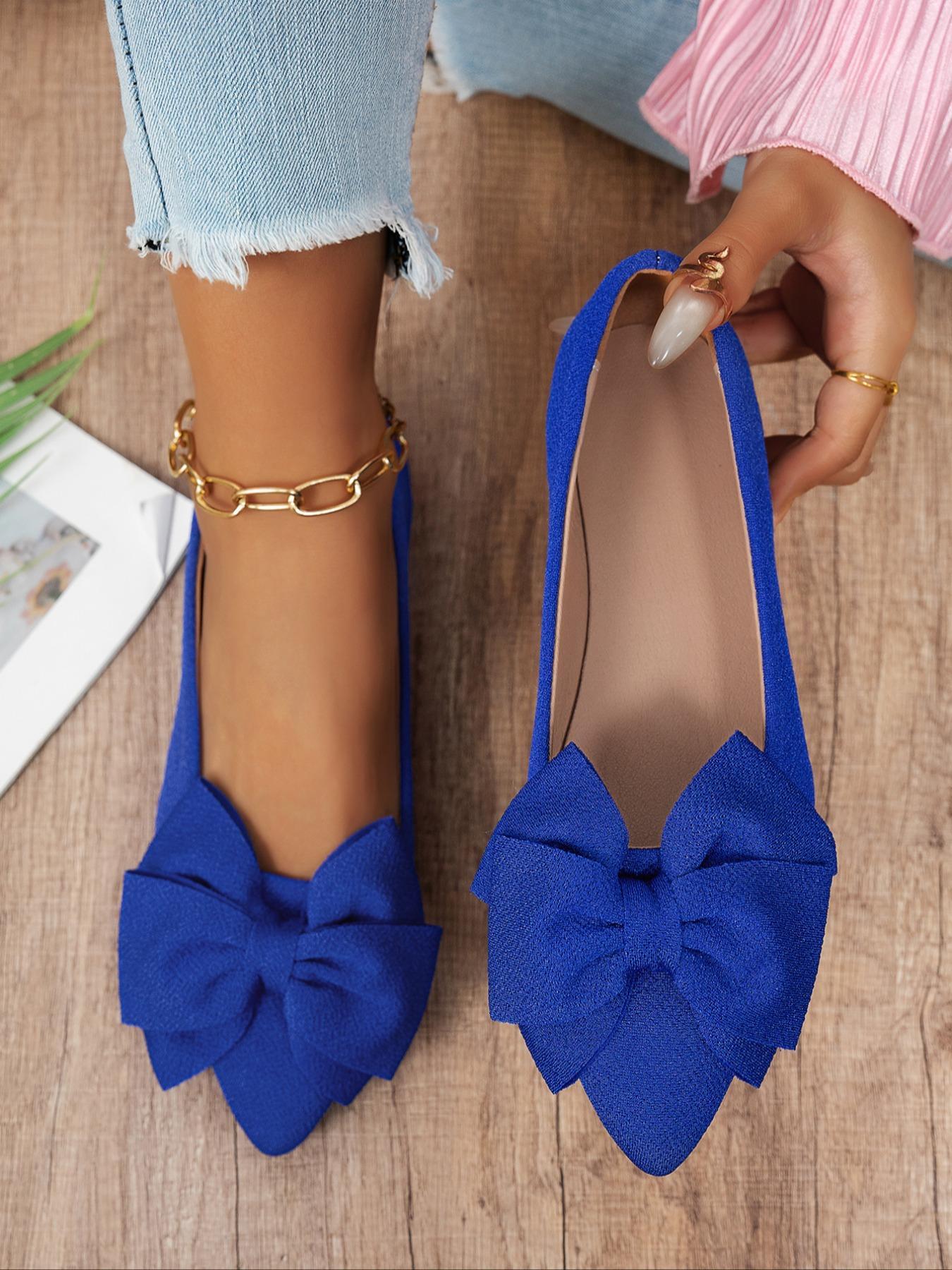 Women's Cute Bowknot Design Flat Shoes, Casual Comfortable Fabric Slip on Shoes for Daily Wear, All Match Barefoot Shoes for Women & Girls, Slip on Flats, Ballerina Flats Shoes, Fashion Flat Shoes