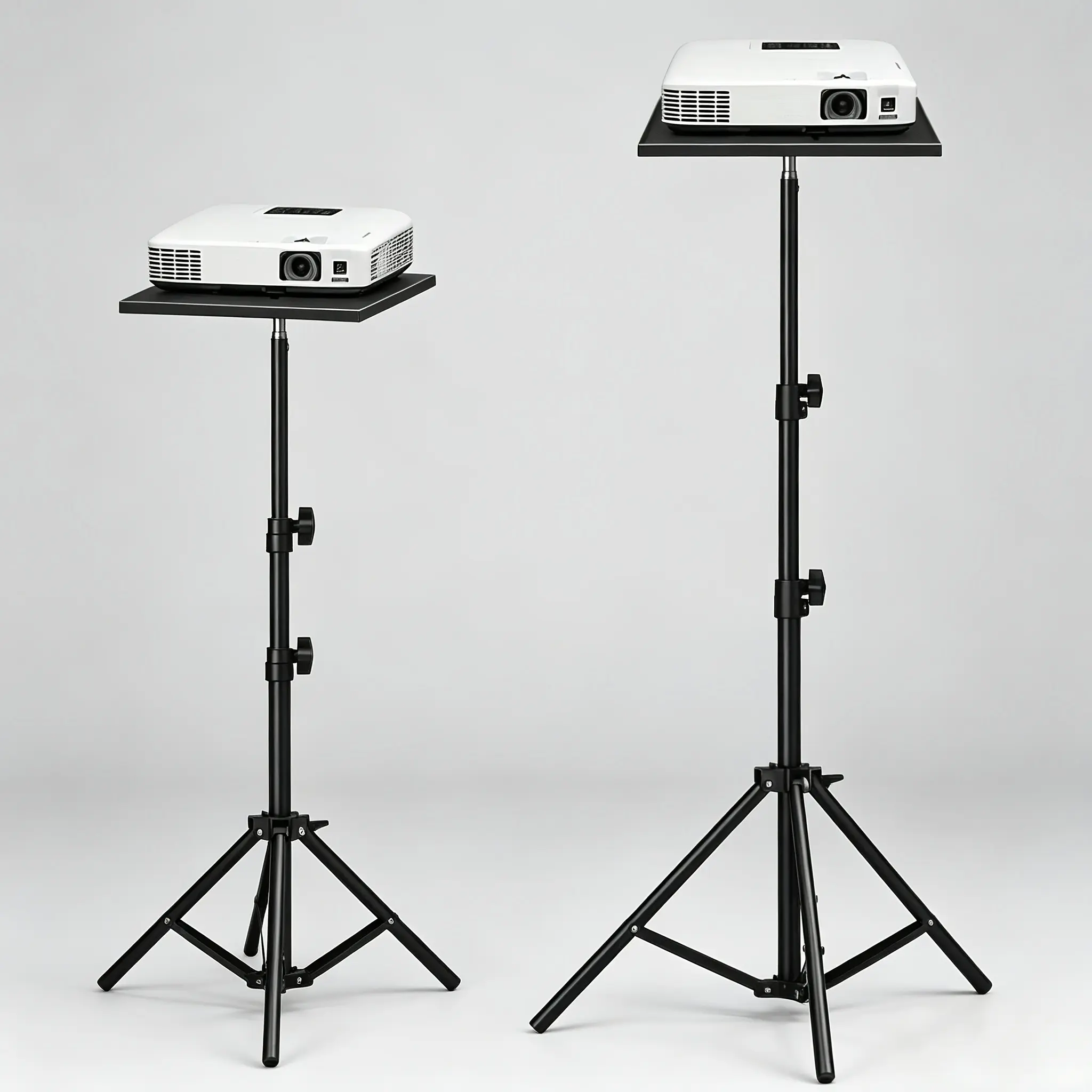 Adjustable Projector Stand with Tray, Three-Level Height Adjustable, Desktop/floor Dual Use, Foldable, Portable, Fits Most Projectors, Cameras, Lights, Accessories