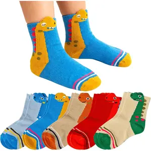 5 Pairs Dinosaur Socks  Kids, Funny Cartoon Dino Cotton Crew Socks, Great  Boys & Toddlers