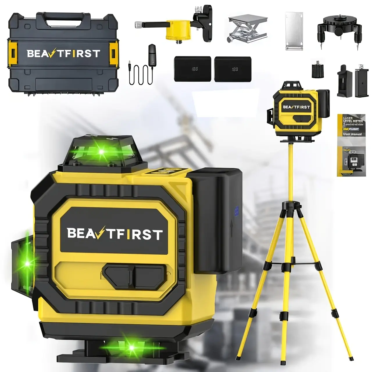 Laser Level 16 Line Self Leveling with Tripod, FIREHELP 4D Lazer Level, 4x360° Line Laser for Construction Project Renovation, Floor Tile,   Laser Level Lines Tool, Holiday Gift Ideas for Christmas and New Year Celebrations