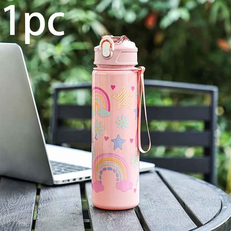 800ml Non-Insulated Straw Water Cup with Carry Strap for Outdoor Use