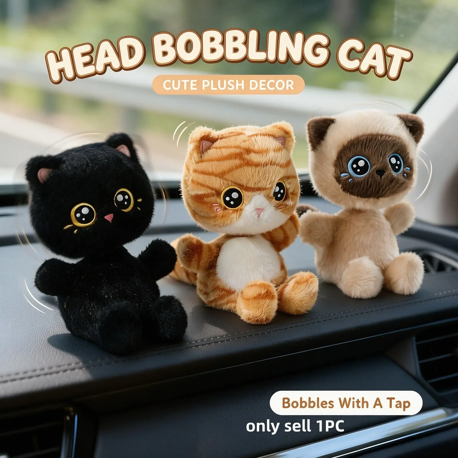 1pc Funny Head-Shaking Cat Gift, Car Dashboard Ornament, Fun Vehicle Decor, Perfect Friend Gift, Cute Wiggling Cat Figurine
