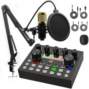 Podcast Equipment Set, Dual V8s Voice Changer with Bm-800 Podcast Microphone, Studio Condenser Mic for Recording, Singing, Streaming, Gaming