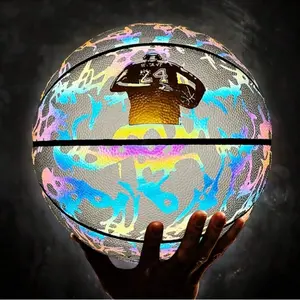 YOUFUNIQUE Reflective Basketball, 9.67 Inch Reflective Basketball , Made Of Durable PU Material, Suitable for adolescent outdoor basketball activities, it can be given as a gift