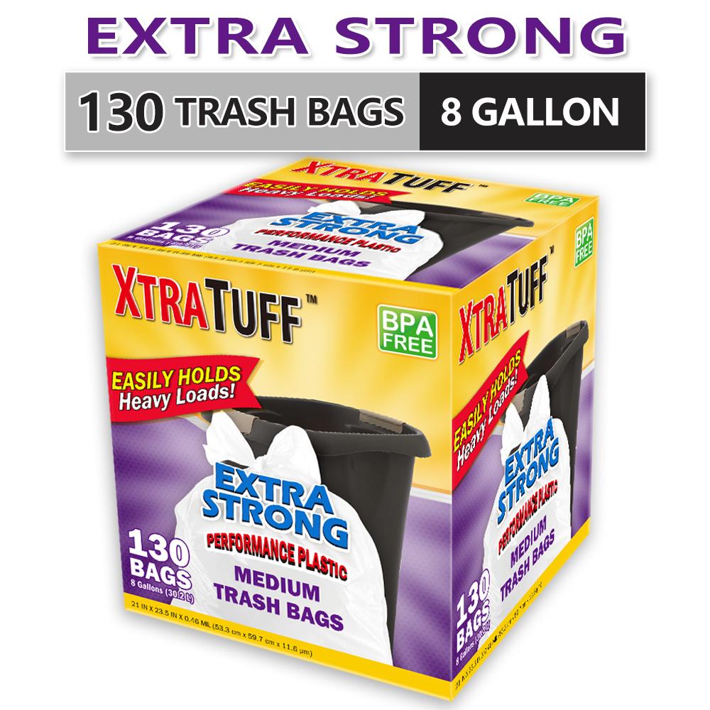 130 Bags 8 Gallon Expandable Plastic Disposable Garbage Bags-Super Strong, Leak-Resistant Trash bag,Odor-Proof For Bedroom, Kitchen, Living Room, Outdoor, And Toilet Use - Convenient And Sanitary Waste Solution Home Supplies