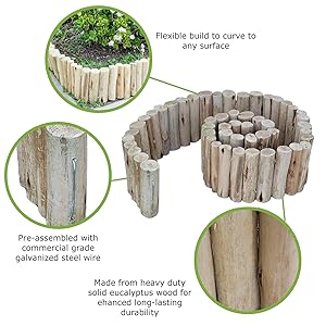 Backyard X-Scapes Natural Eucalyptus Wood Log for Edging Lawn Landscape Fence Borders 72 in L x 6 in H x 1.25 in D