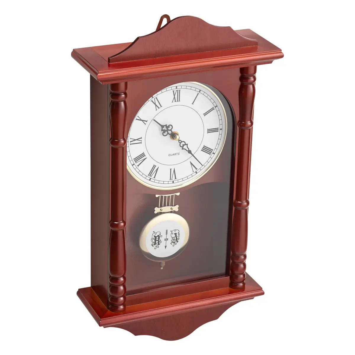 Vintage Retro Wood Grandfather Pendulum Wall Clock, 18 in, Quartz Movement, Home Decor for Room Decor