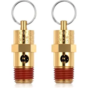 Brass Safety Valve Air Compressor   Valve 1/4" NPT 150 PSI 58 SCFM Air Compressor   Safety Valves NPT Threaded Part for Air and Water Discharge