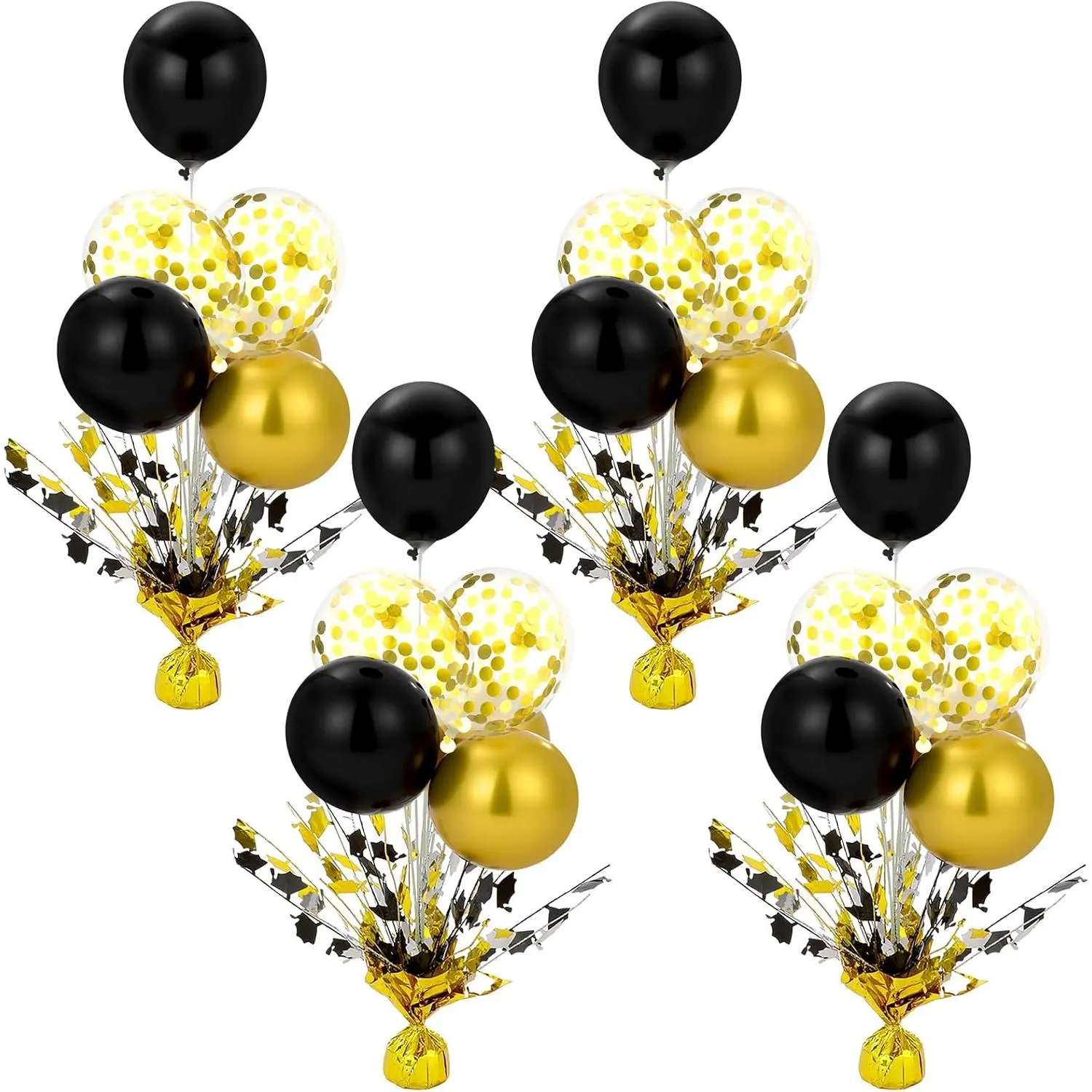 4 Set Black and  Balloon Stand Kit 2026 Table Centerpiece Metallic Foil  Centerpiece Glitter Decor for Birthday Decorations 60th 70th 40th 50th   Eve Party Supplies