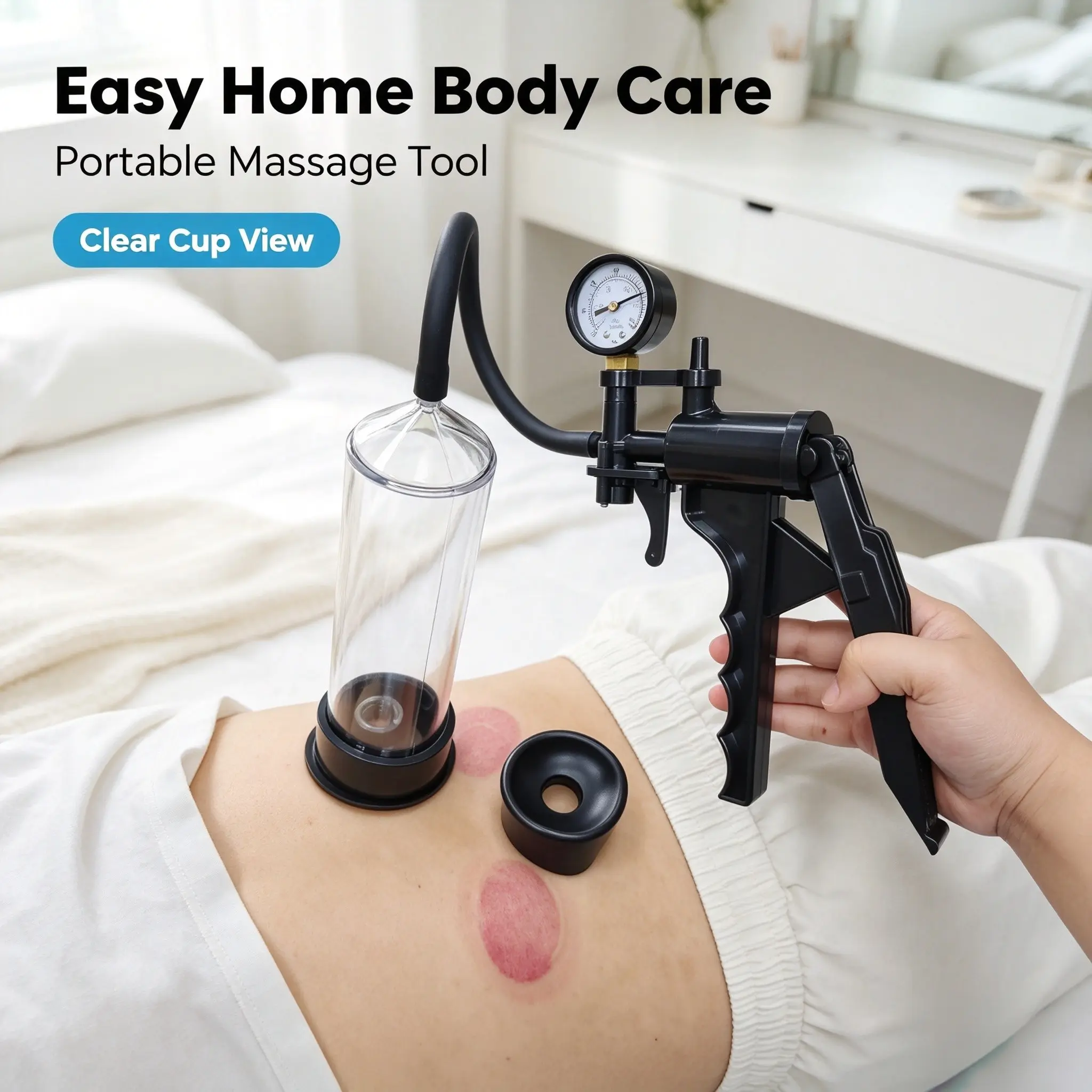 1 Manual Body Care Massager Set with Pressure Gauge and Transparent Housing; Suitable for Massaging the Muscles of the Waist, Back, and Legs; Personal Body Care Massager