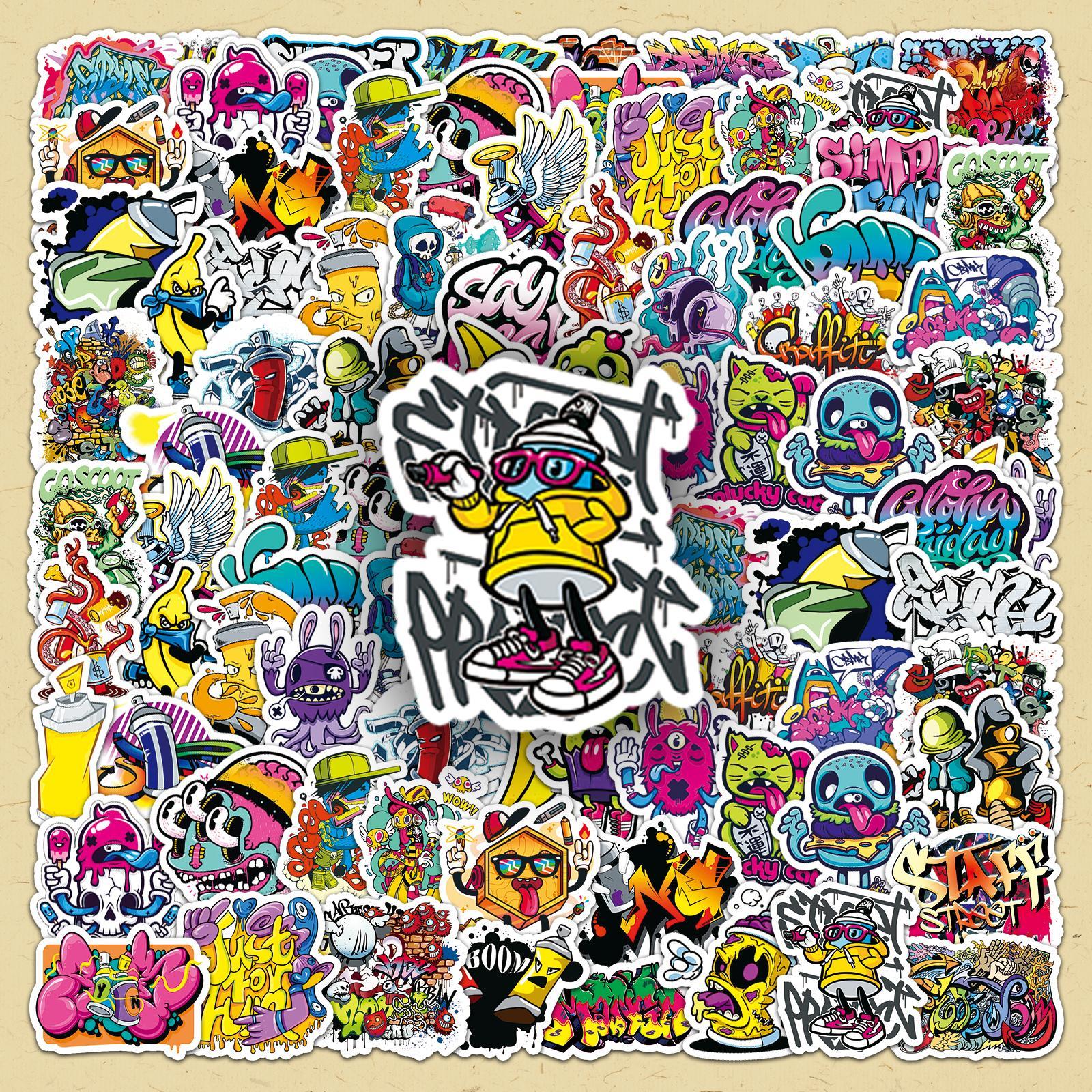 Graffiti Sticker, Funny Stickers, 100pcs/set DIY Decorative Sticker, Scrapbooking & Stamping Supplies for Phone Case, Computer, Guitar, Bag, Water Cup, Scrapbook