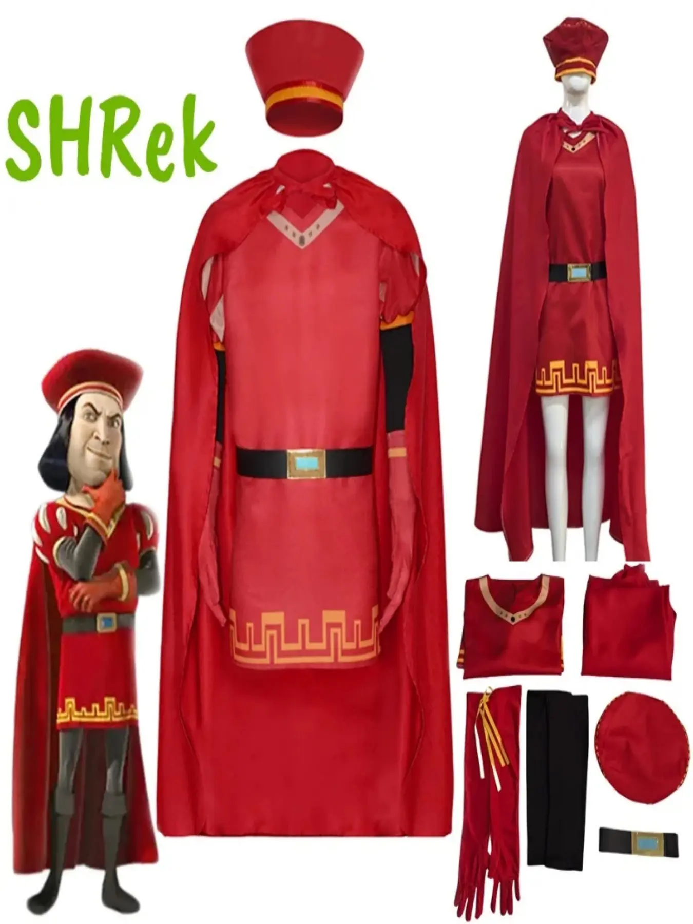 Lord Farquaad Cosplay Costume, Shrek Carnival Uniform, Adult King Hat, Halloween Role Playing, Holiday Party Costumes for Adults