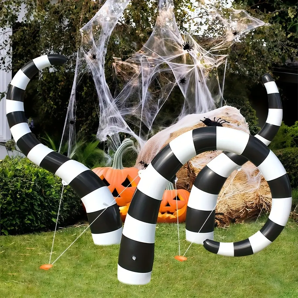 3pcs Enormous Inflatable Snake Decorations for Outdoor Festivals - Huge Scary Prank for Party Decor for Halloween, PVC Haunted House Props, Christmas And Summer Lawn Decorations, Very Spooky And Fun Inflatable Ornaments