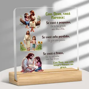 1pc God Is with You Acrylic Plaque, Biblical Scripture Desk Decoration for Prayer Room Or Office, Religious Gift for Women, Mother'S Day Easter Baptism Home Accessory