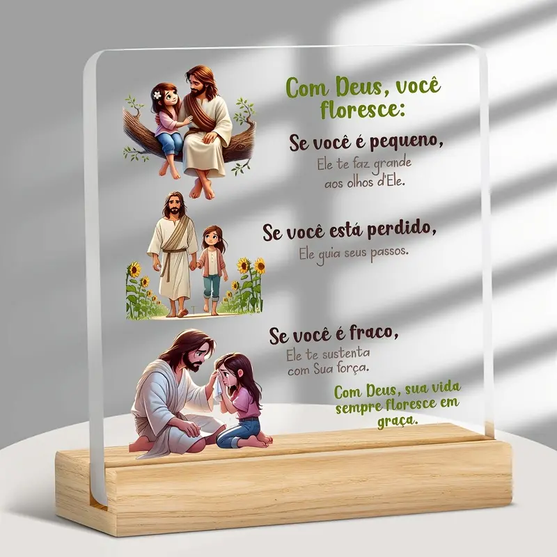 1pc God Is with You Acrylic Plaque, Biblical Scripture Desk Decoration for Prayer Room Or Office, Religious Gift for Women, Mother'S Day Easter Baptism Home Accessory