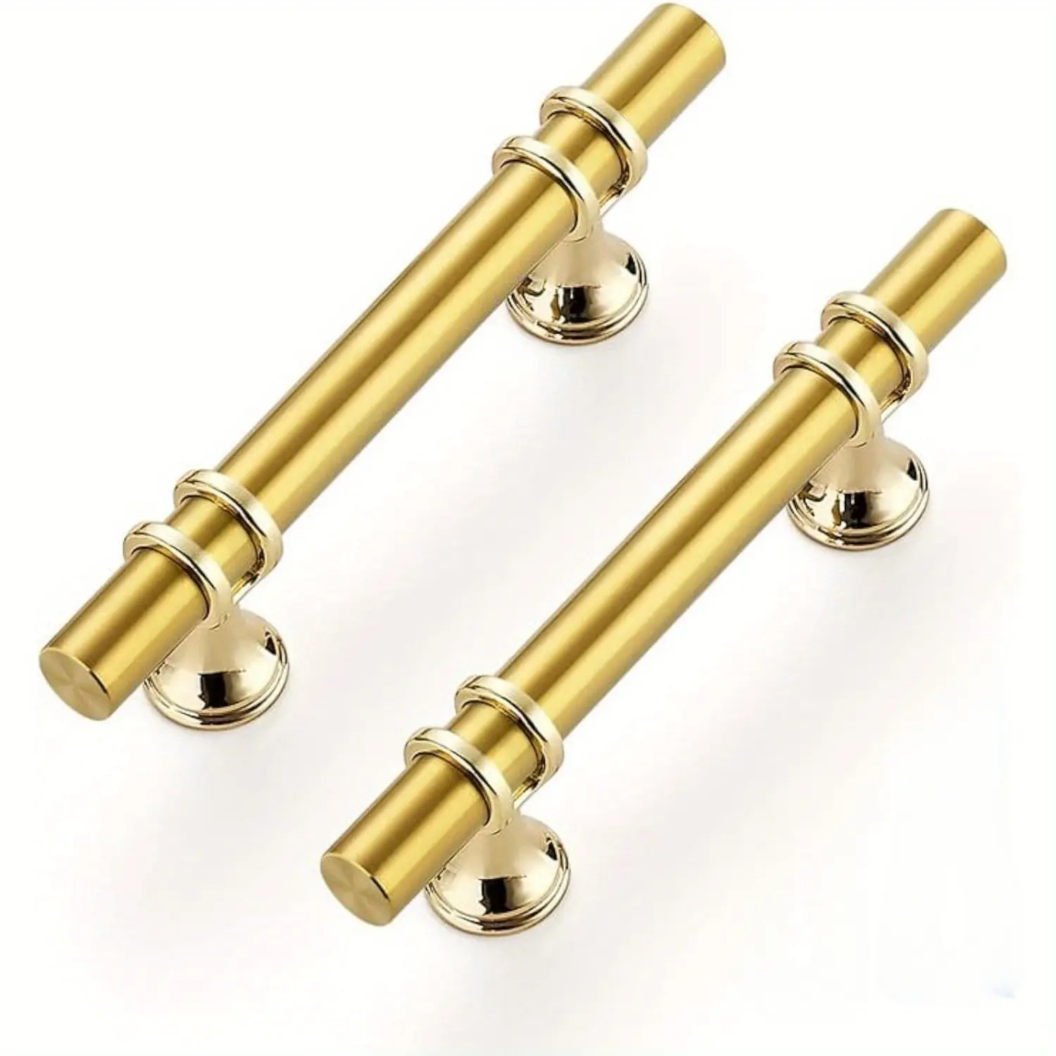 20 Pcs 5.9 Inches Gold Stainless Steel Kitchen Cabinet Door Handles - Brushed Metal Drawer Pulls, 3.77 Inches Hole Spacing, Includes Screws, Easy to Install, Suitable for Cabinets & Vanities