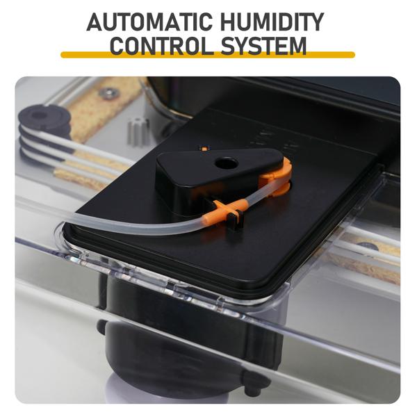 48H Pro 48-Egg Incubator 110V 85W Fully Automatic Egg Turner LED Candler Auto Temp Humidity Control Fahrenheit Display ABS PET Body Clear Lid Storage Compartment for Home Use Home