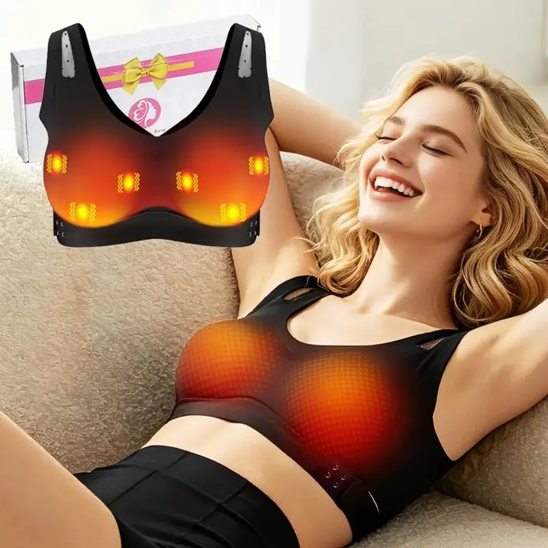 6 Motors Heated Massage Bra | 5 Modes Vibration Therapy