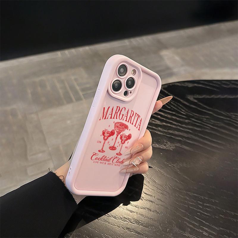 1x High Bamboo Pink Style Margarita Cocktail Pattern TPU Material Drop-Proof Case with Precise Cutouts and Full Coverage Protection, Suitable for iPhone 17 E Air Pro ProMax iPhone16 15 14 Plus 13 12 Mini 11 X XS XR