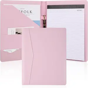 Padfolio Portfolio Leather Binder, Interview Legal Document Organizer, Business Card Holder Included Letter Sized Writing Pad [, Piano Noir Faux Leather Matte Finish]