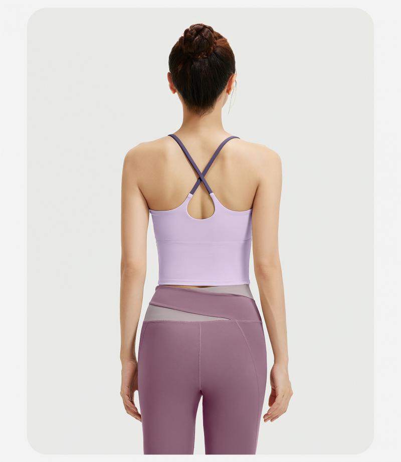 Women's Naked Feeling Breathable Sports Set, High Stretch Color Block Design, One-Piece Fixed Cup, Slimming Fitness Yoga Outfit