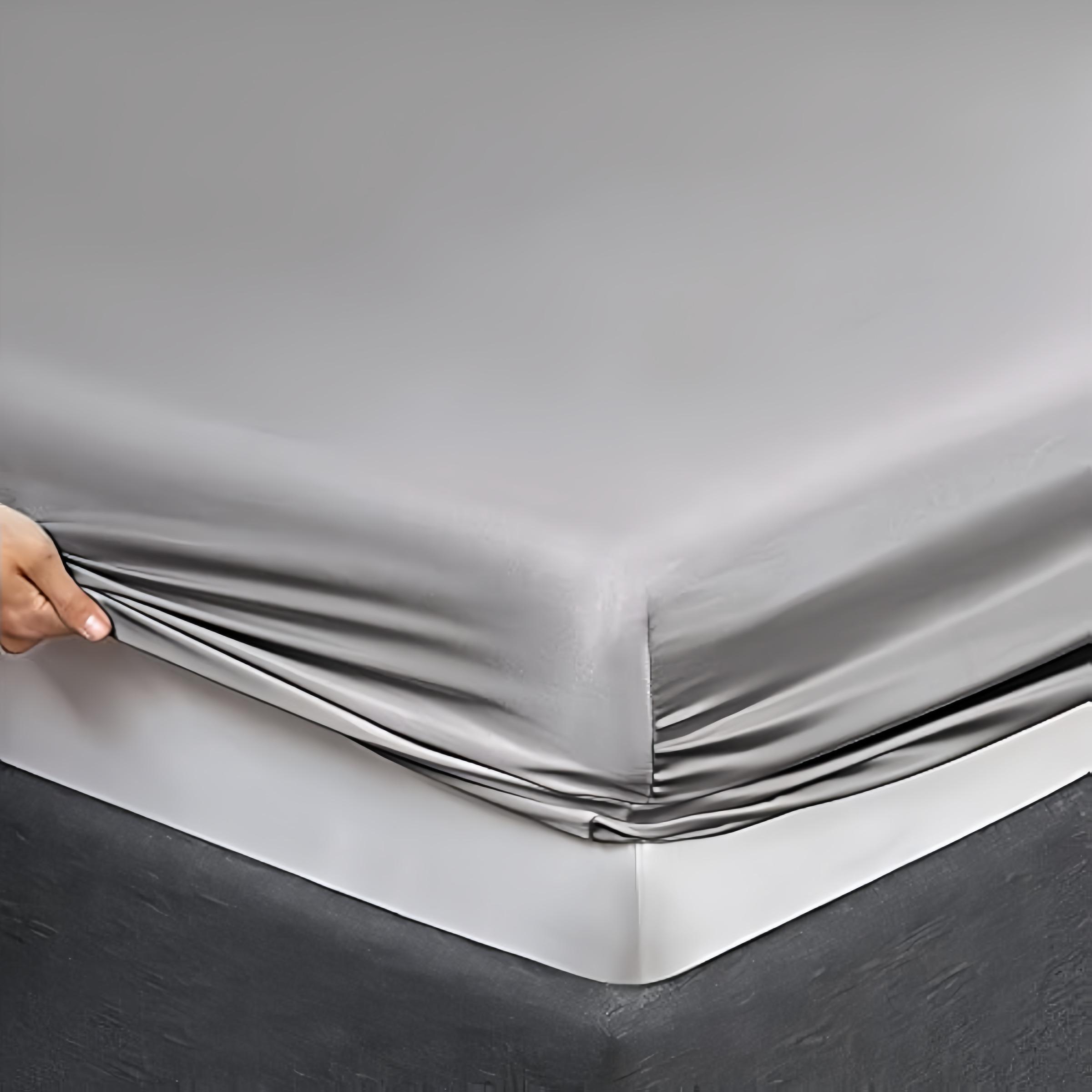 Solid Color Satin Bedding Set, 1 Count Flat Sheet & 1 Count Silky Fitted Sheet & 2 Counts Pillowcase without Filler, Soft Bedding Set for Home Bedroom, Satin Bed Sheets