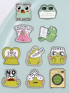 10pcs Funny Frog Meme Enamel Pin Set, Sarcastic Frog Brooch Pack, Unique Accessories for Fans, Perfect Gift Idea