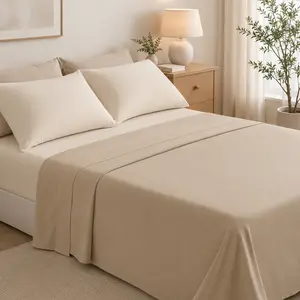 Wrinkle-Free Microfiber Flat Sheet – HTA Soft & Smooth Top Sheet, Hotel Style Easy Care Bedding, Solid Color, Flat Sheet Only