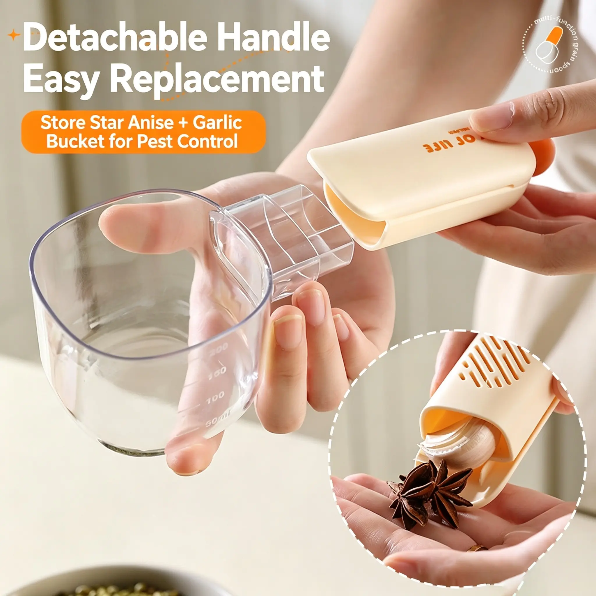 Plastic Measuring Cup with Sealed Handle, Liquid Measurement Set for Rice and Flour, Essential Kitchen Tool, Easy to Clean, Food Measuring Tool