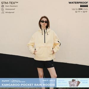 【Restocked】PUFFIT STM-TEX Waterproof Oversized Fall Hoodie Coat Warm Half Zip Rain Jacket With Adjustable Waist,Hood & Cuffs,Large Kangaroo Pocket,Shell Jacket,Ski Jacket,Spring Jacket,Windbreaker,Dog Walking,School Running,Football Mum,Stylish,Womenswear