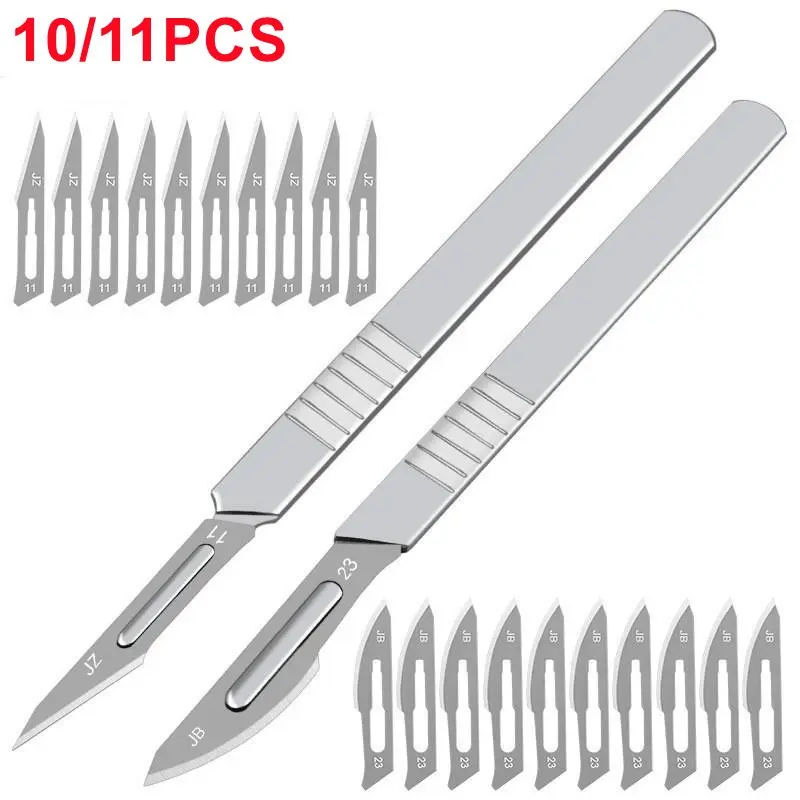 11# 23# Carbon Stell Scalpel Blades With Handle DIY Cutting PCB Phone LCD Screen Repair Tool Surgical Knife