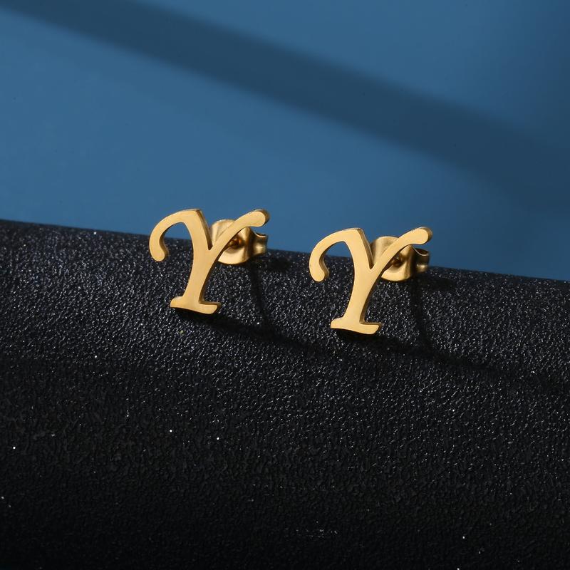 1 Pair Initials Earrings Stainless Steel 26 English Letters Personalized Letter Earrings for Men And Women Valentine'S Day Mother'S Day Thanksgiving Birthday Souvenirs