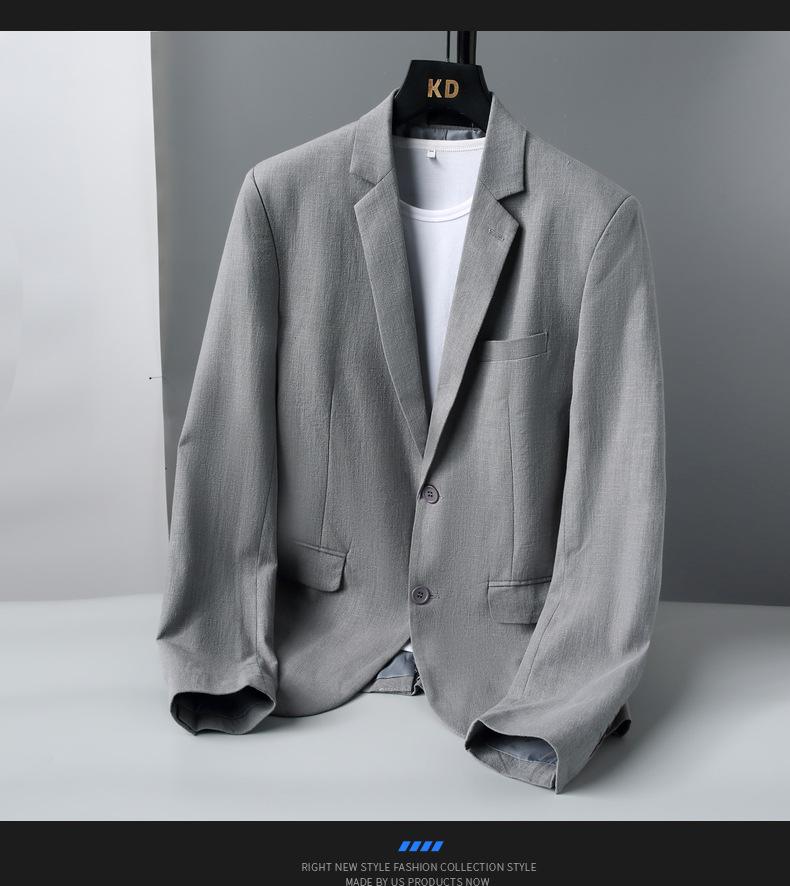 Men's Linen Blend Slim Fit Jacket  Breathable Casual Blazer, Two-Button Notch Lapel, Center Vent for Spring Fall