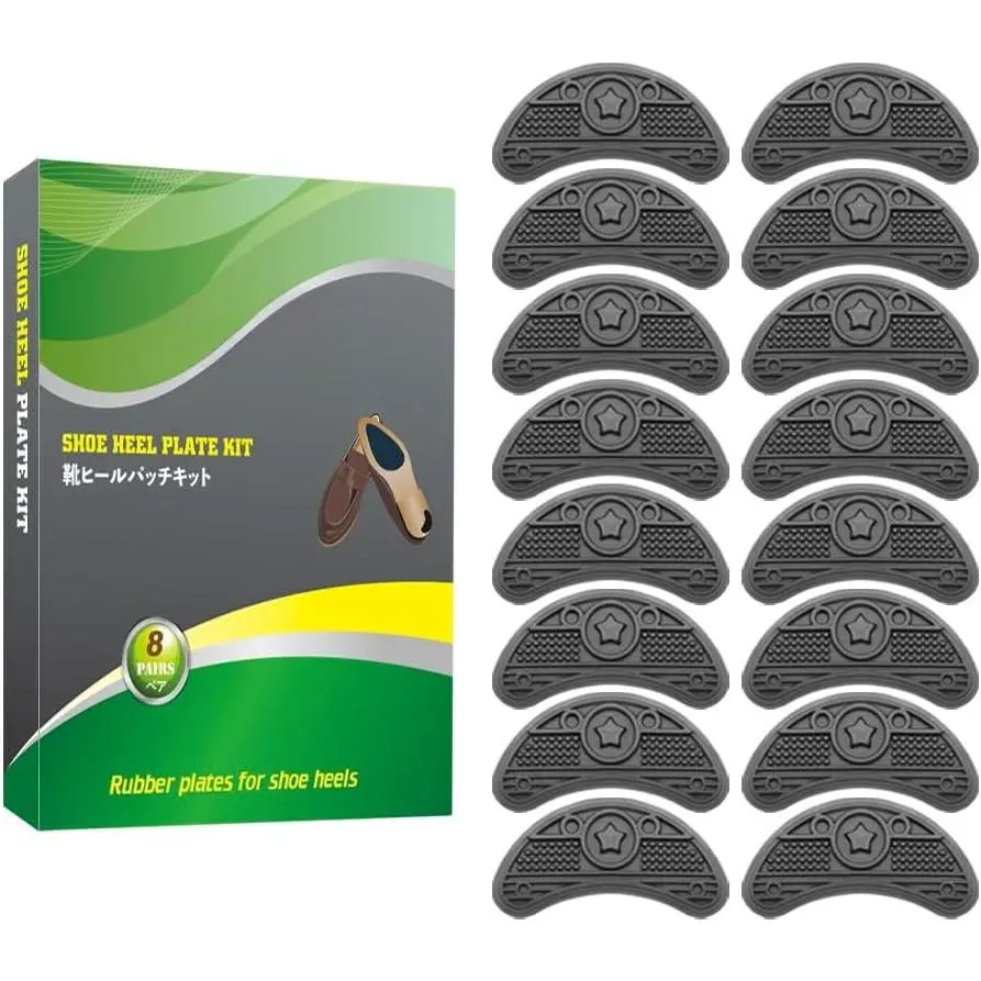 8 Pairs (16 Pieces) Shoe Heel Plate Taps, Shoe Heel Side Worn Repair Rubber Patches  Kit