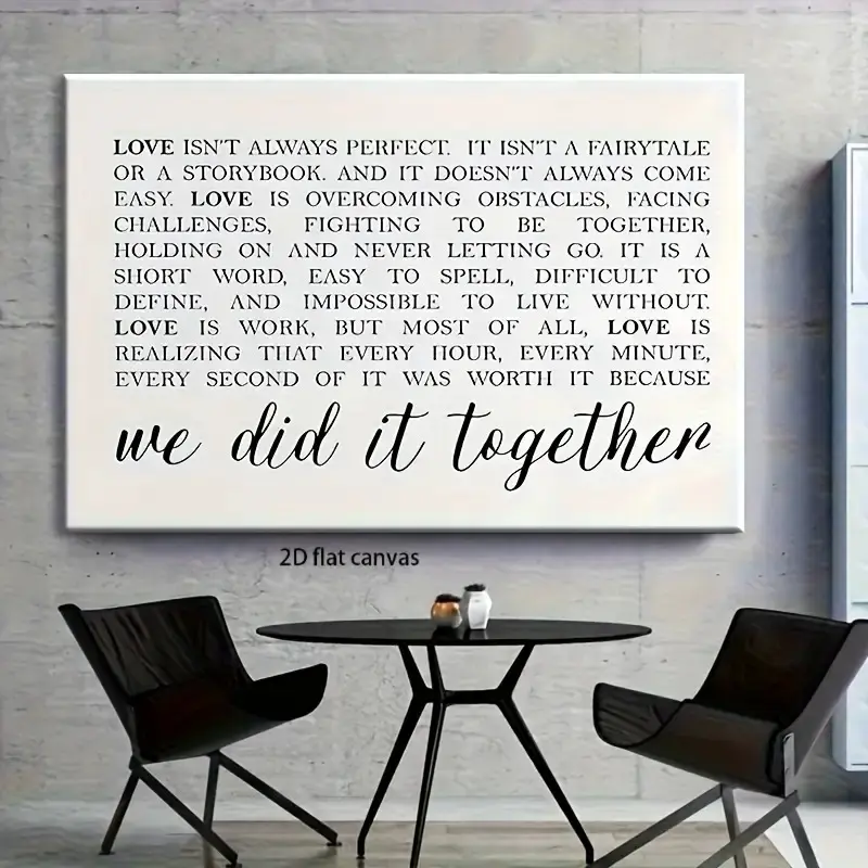 Modern Inspirational Love Quotes Canvas Wall Art - Framed, Ready To Hang - For Living Room Office - Perfect Gift For Housewarming Couples Valentine's Day - Wall Decor, Home Decoration