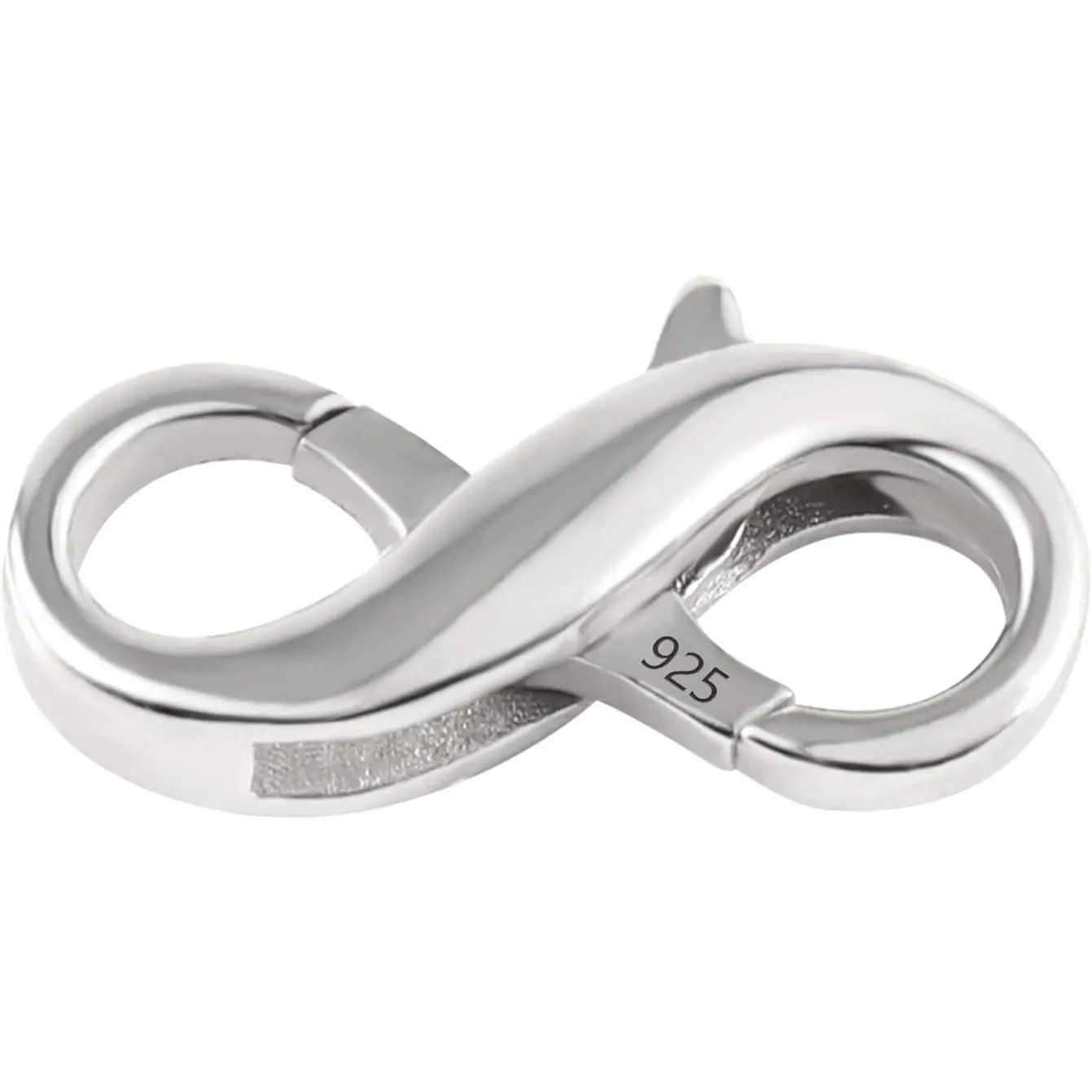 925 Sterling Silver Lobster Clasp Necklace Bracelet Extender, White Gold Plated Connector Clasp for DIY Jewelry Repair, 1P Silver, Size 0.55"x0.24"
