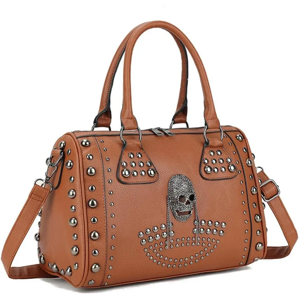 Women Skull Handbag Large Capacity Gothic  Bag Studded  Handbag