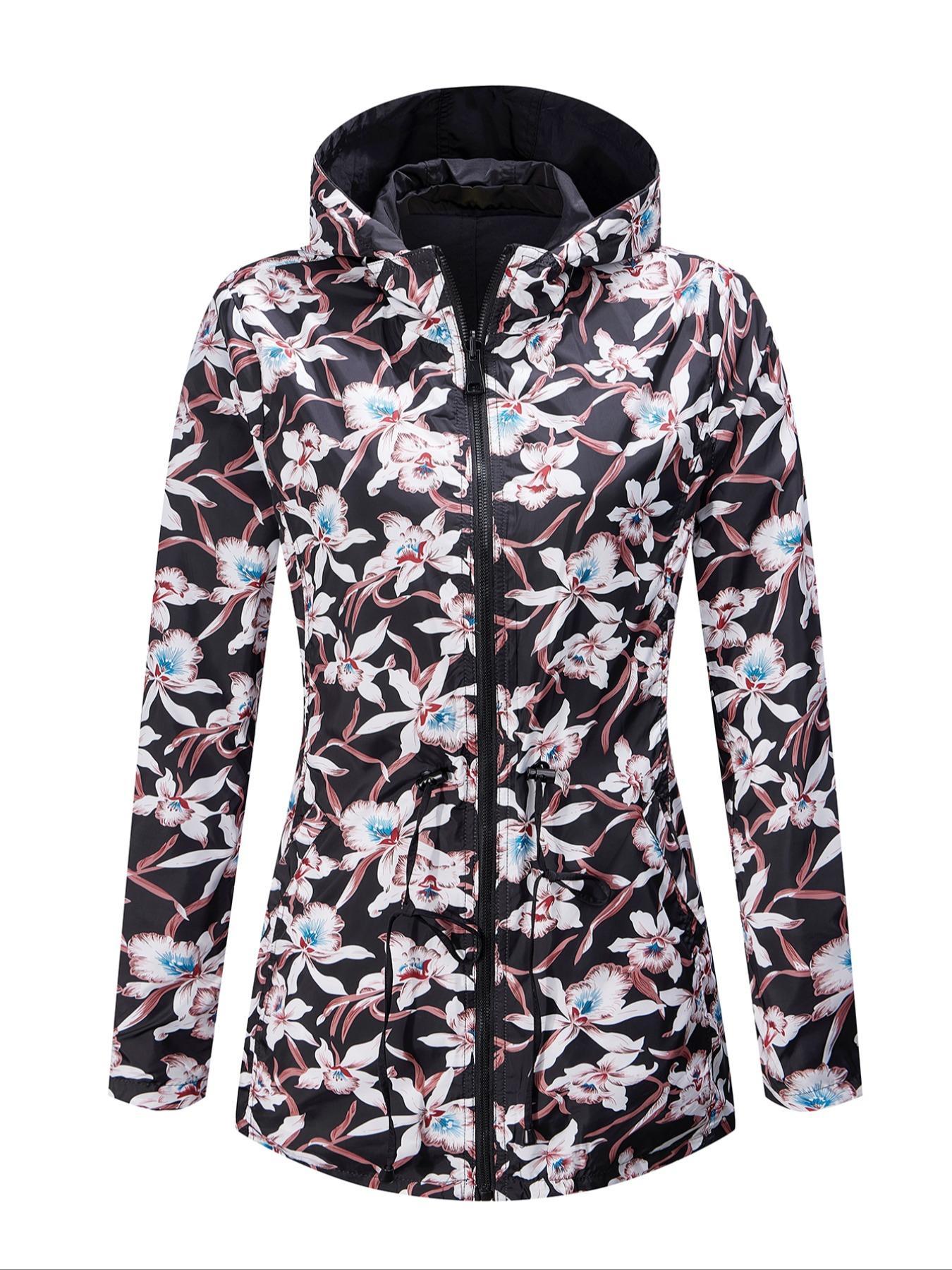 Giolshon Women's Plus Size Autumn Winter Reversible Jacket, Fashionable Hooded Windbreaker for All Seasons, Comfortable Business Casual Outerwear