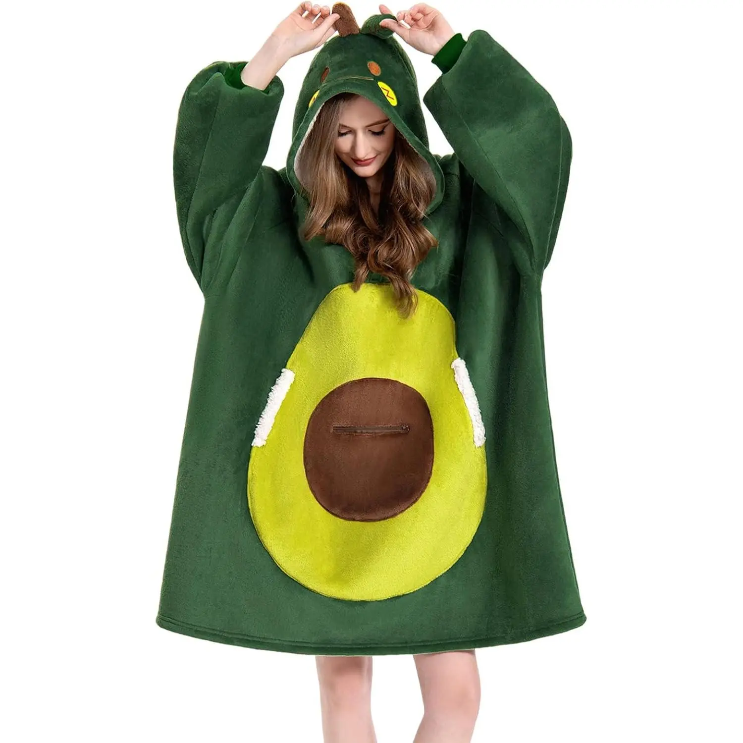Wearable Blanket Hoodie, Hooded Blanket with Pocket Avocado |  Hooded Blanket Hoodie, Flannel Fabric, Machine Wash, Pockets,  Style