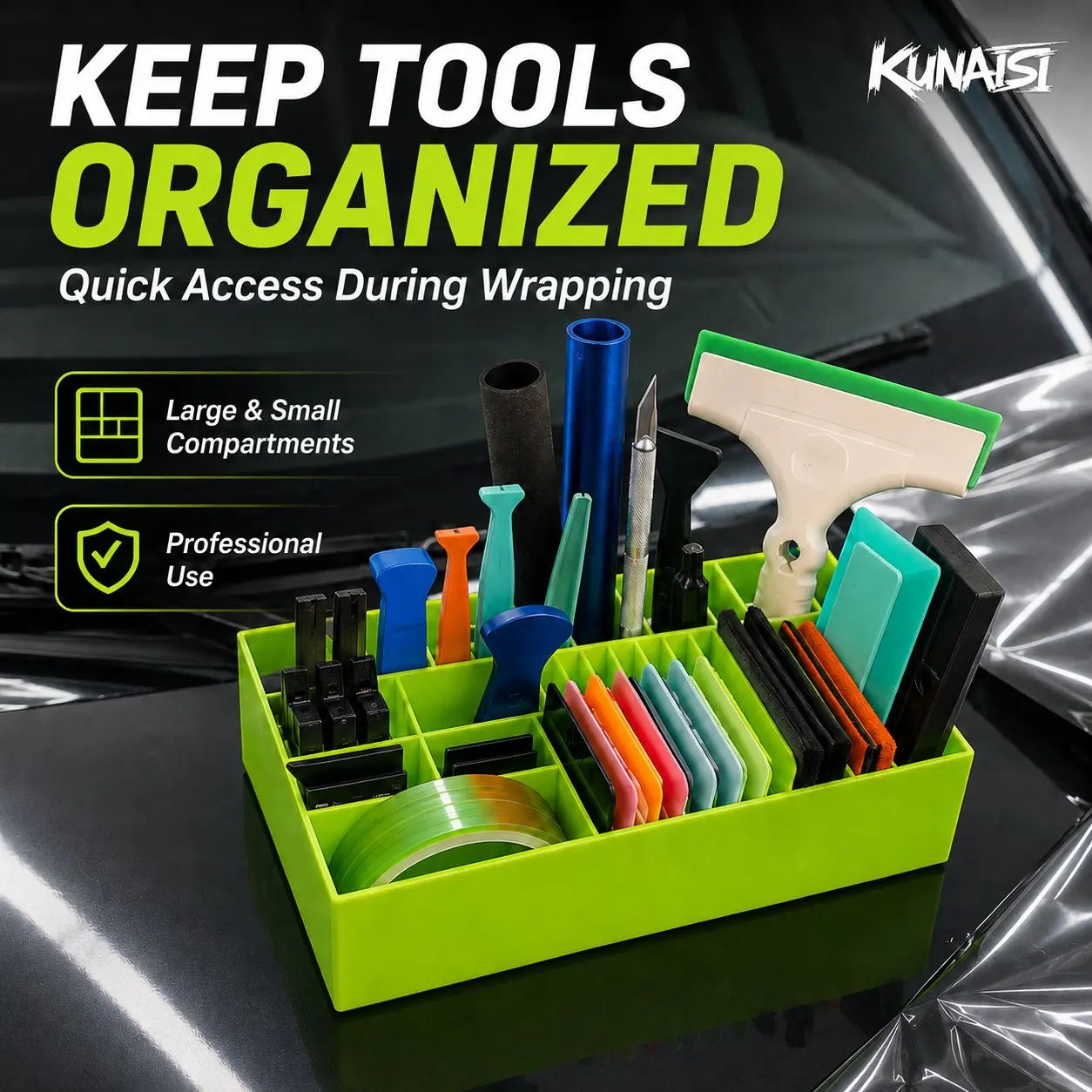 KUNAISI Multi-Purpose Organizer Tools Holder For Window Tint Wrap Vinyl Squeegee Kit Office Supplies Household Storage Box