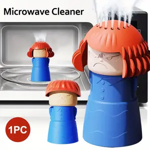 1pc, Microwave Cleaner, Angry Mama, Reusable Plastic Steam Cleaner for Oven and Refrigerator, Absorbs Odors Easily Cleans Appliances for Kitchen