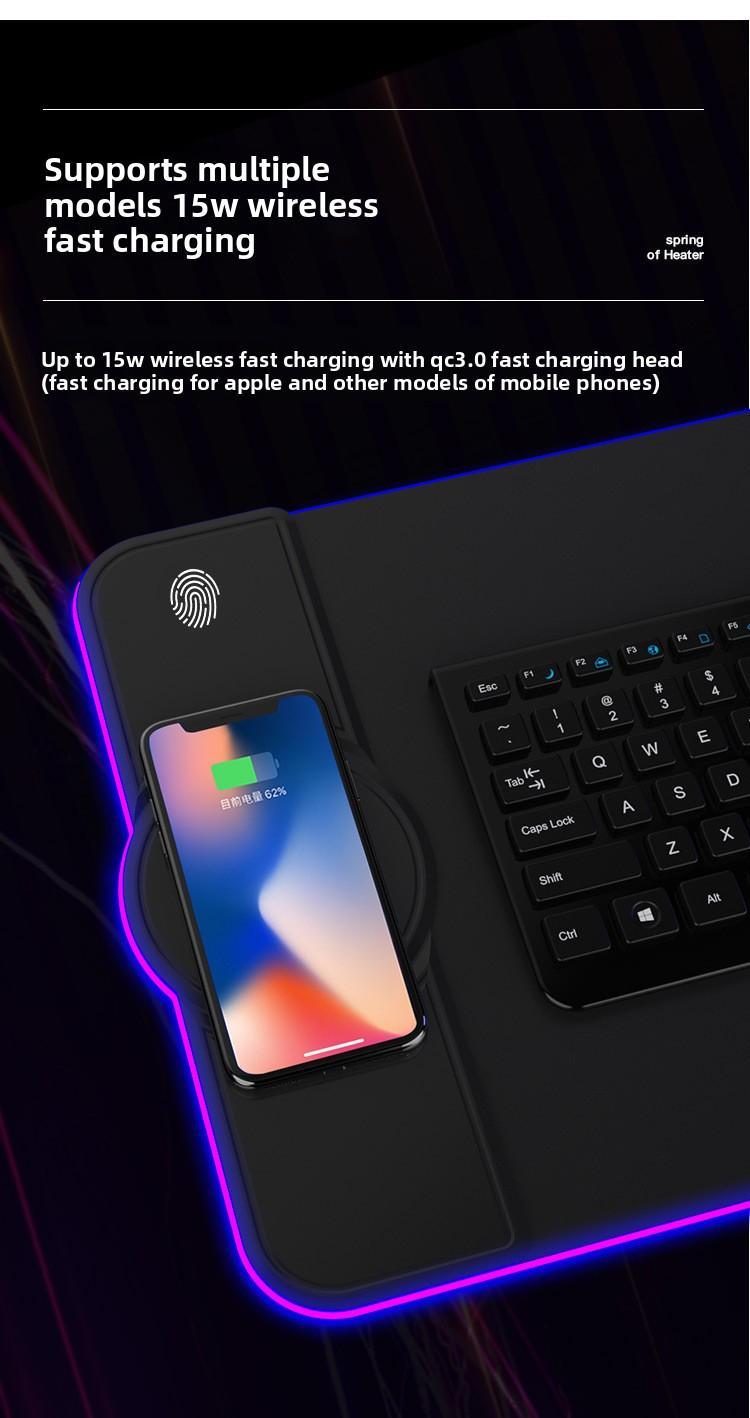 XXL Gaming Mouse Pad with MagneticWireless Charging, RGB Black Mousepad DeskMat with 15W Fast Charger, Waterproof LaptopWriting for Office, Home, Gaming DesktopAccessory(A perfect gift for Valentine's Day)