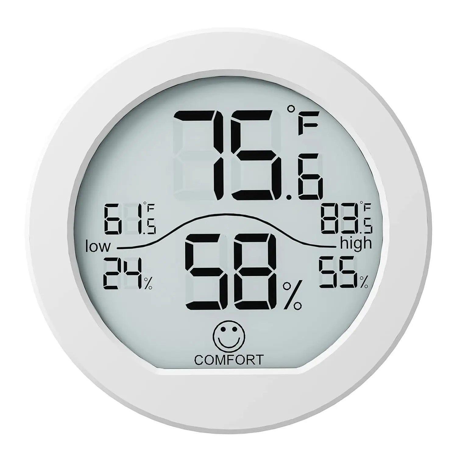Digital Hygrometer Thermometer for Room Temperature Humidity Meter Indoor Thermometer Accuracy Calibration LCD Temperature Sensor with Maximum and Minimum Records, TH1, White