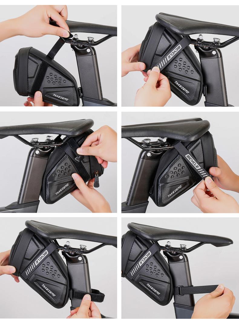 TAKEZERO EVA hard shell waterproof bike saddle bag Seat bag Bike bag under seat 1 litre Bike tail bag Bike Rear bag Bike riding Accessories Storage bag Bike wedge bag Mountain road bike