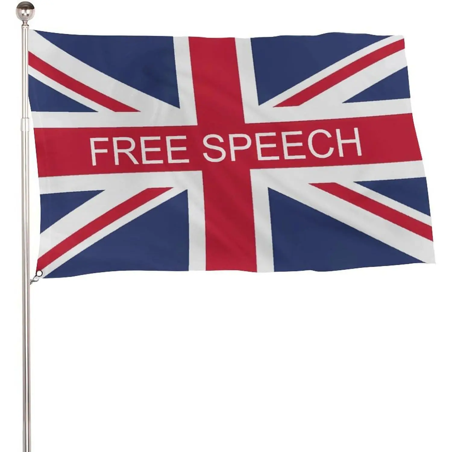 Free Speech Union Jack Flag 5x3 ft Large British Flag with Eyelets, Great for Marches and Parades etc
