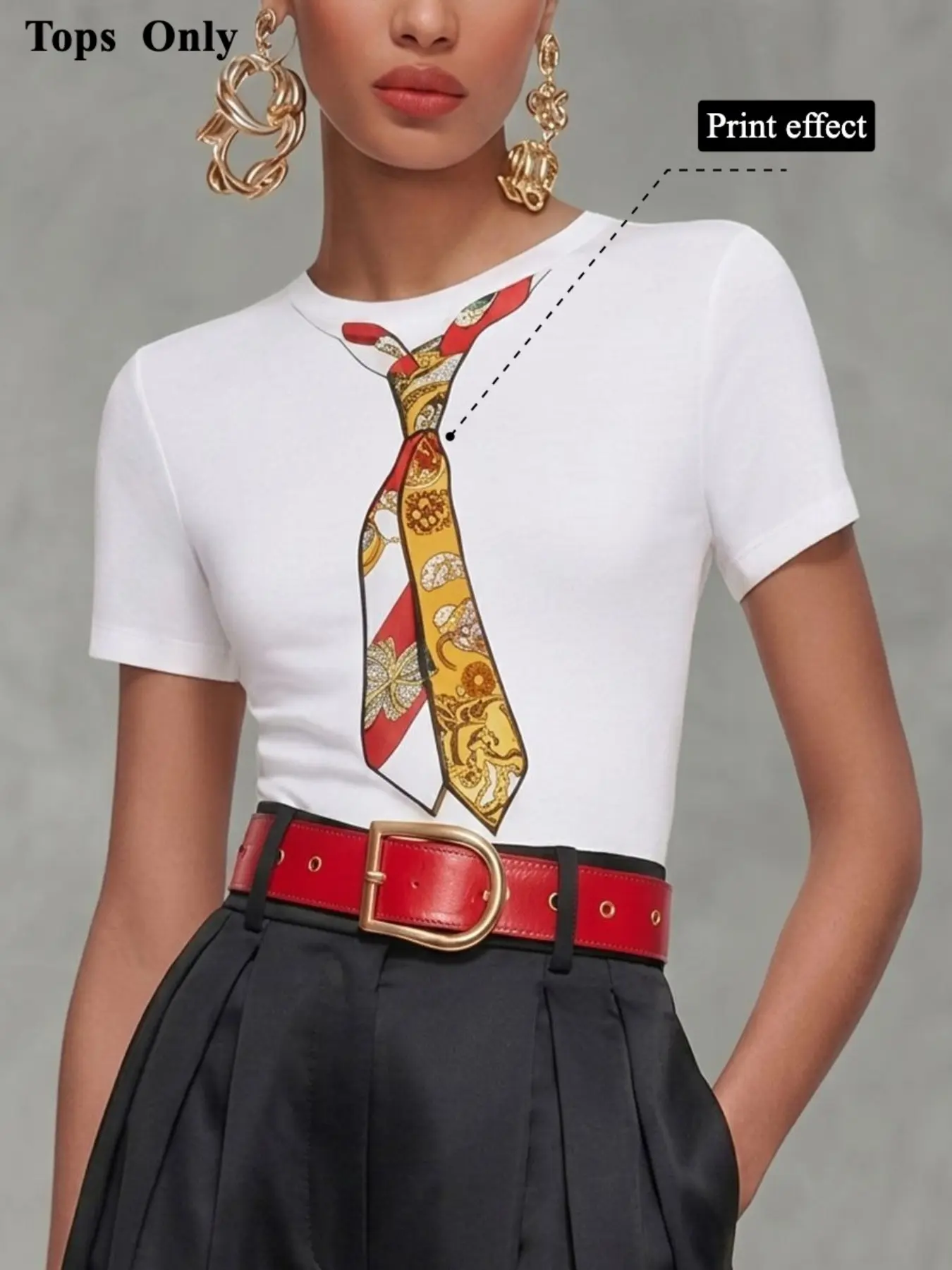 Short Sleeve Slim Fit Printed Round Neck T-Shirt Top, Stylish Casual Wear, Perfect for Daily, Comfortable and Trendy Design