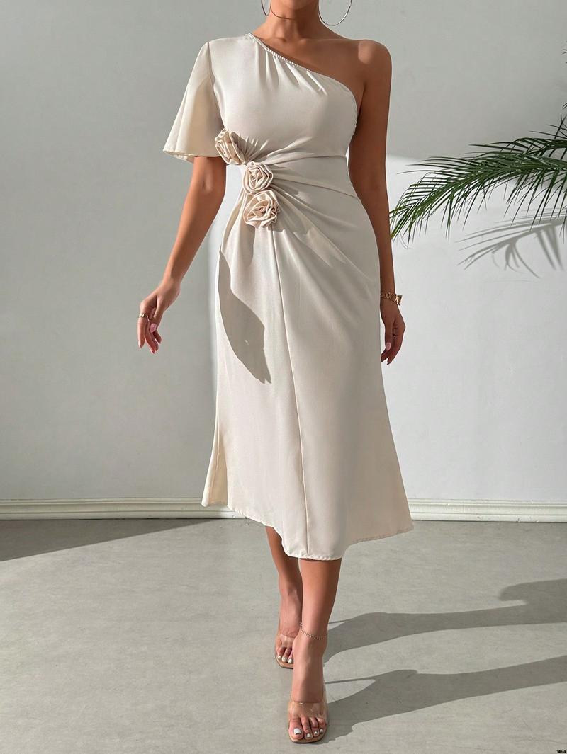 Dress A-Sleeve Lantern Solid Color a é Raffin SHEIN